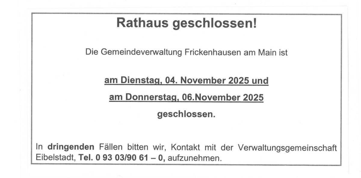 Rathaus geschlossen Nov